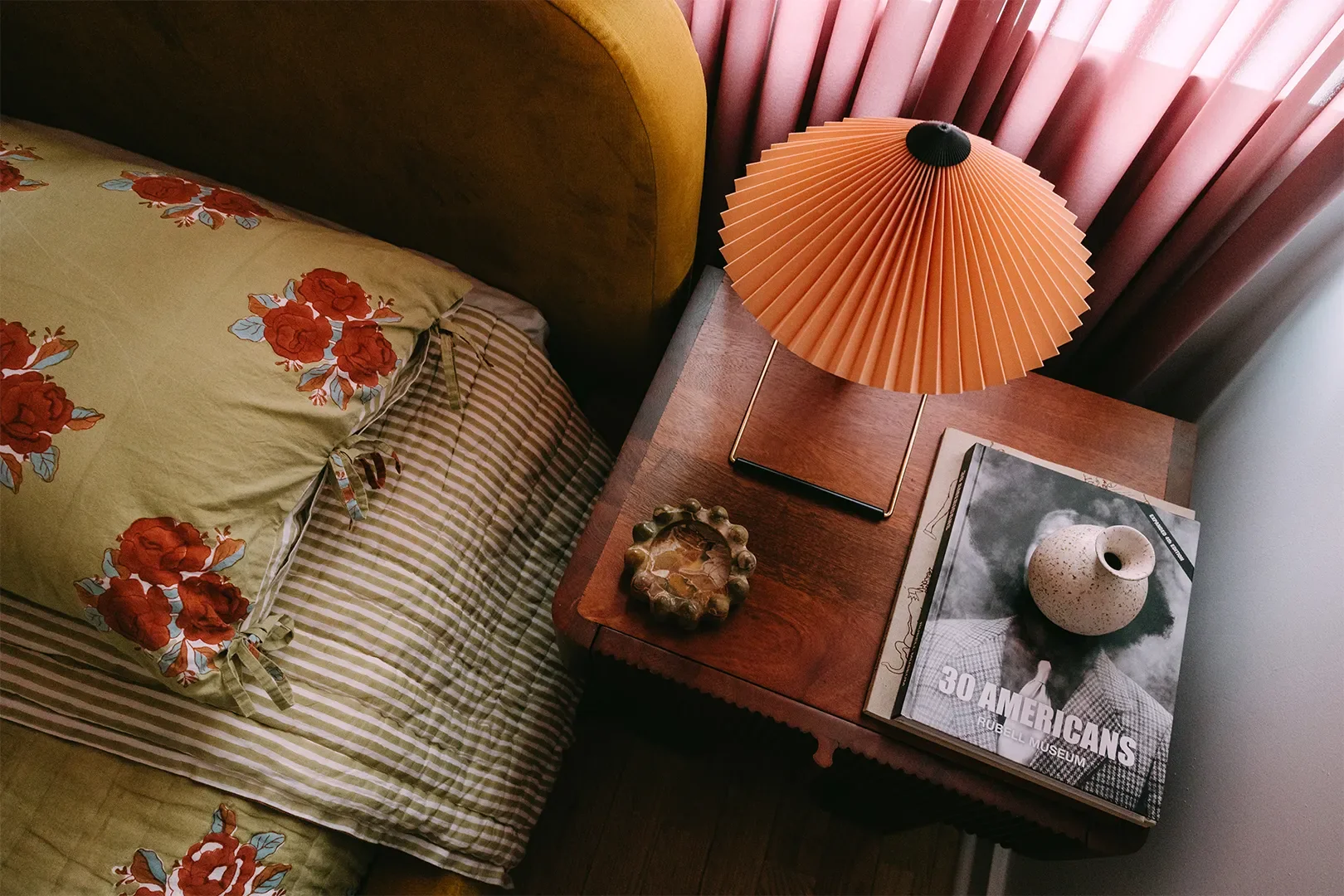 view looking down on nightstand