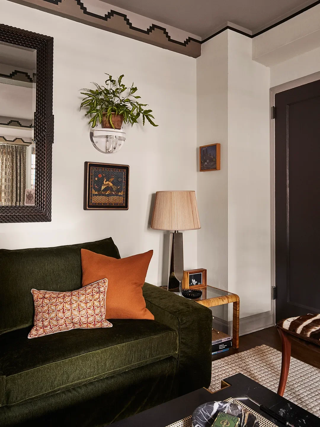 My apartment is kind of a laboratory. I normally do walls a more colorful hue and the ceiling lighter. I wanted to try something different here before we tried it with clients. Plus, I’d already start