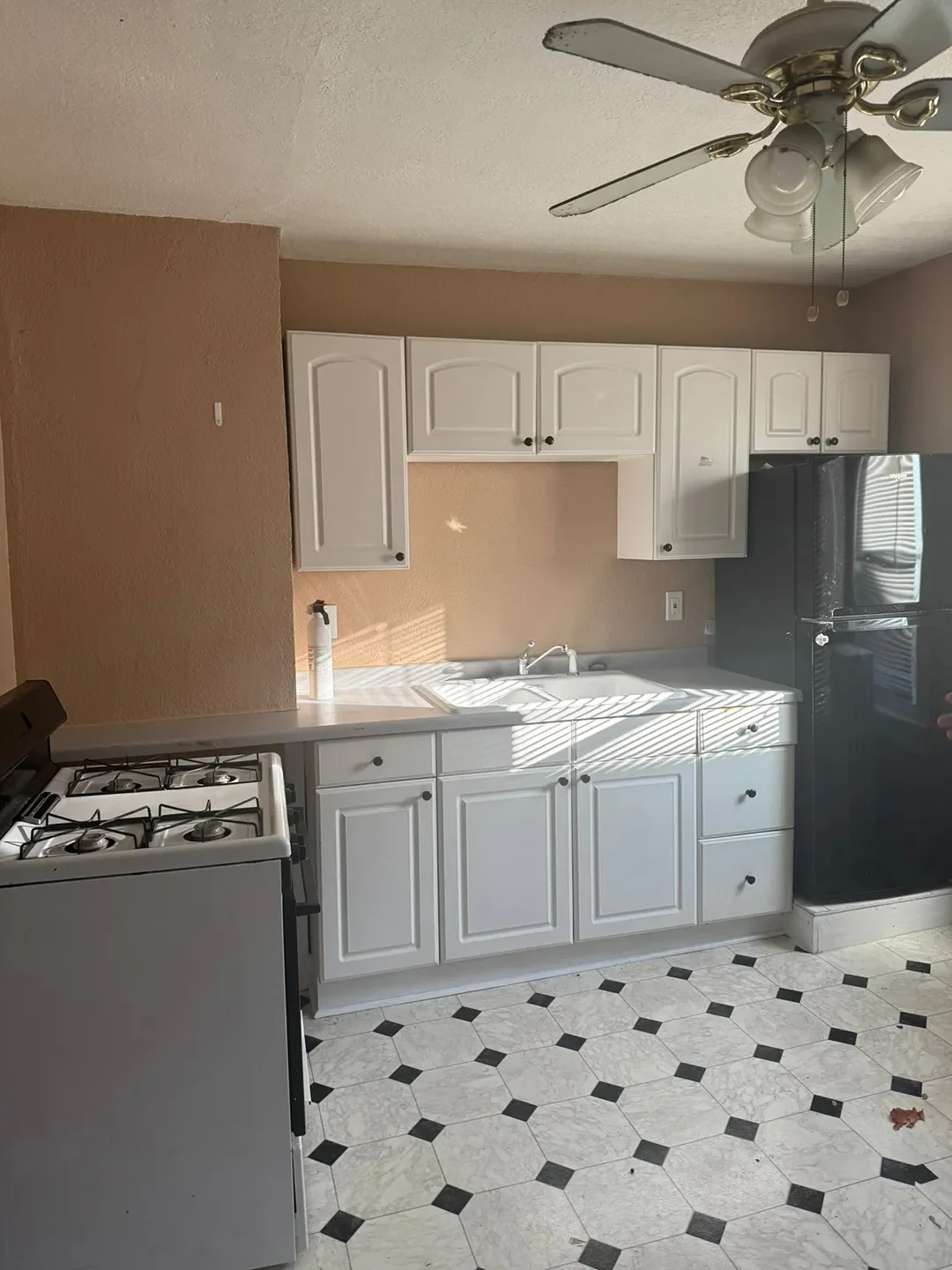 kitchen with checkered floor