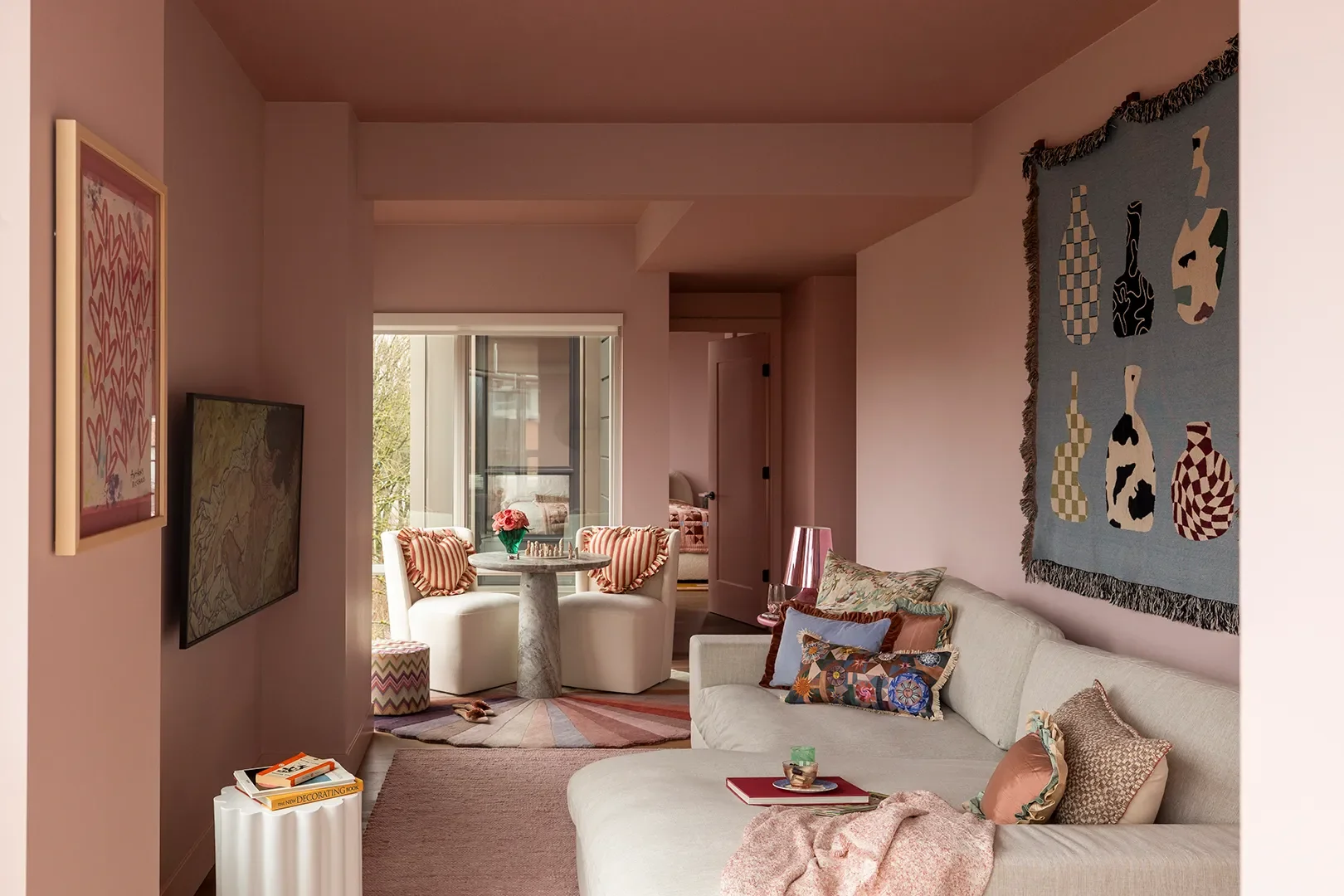 pink living room