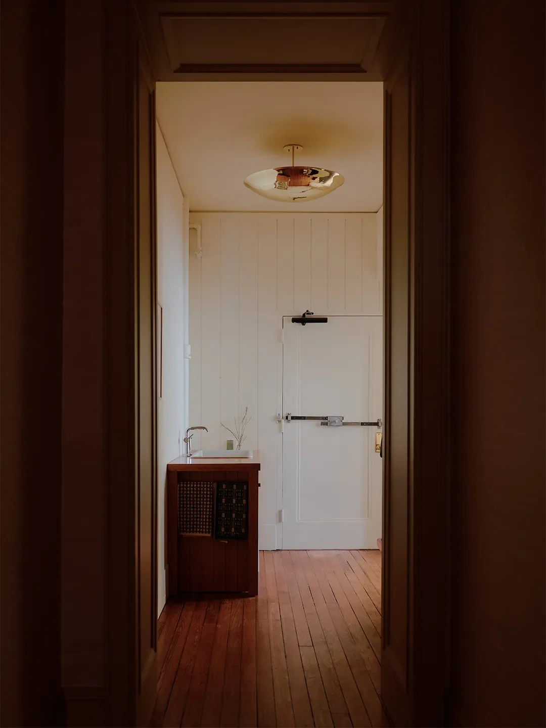 The office entry. Hand towels,Autumn Sonata; Dome Pendant,De Troupe.