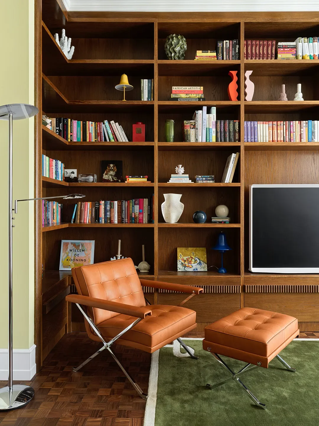 Table lamps,Verpan; Armchair and ottoman,Wittmann.