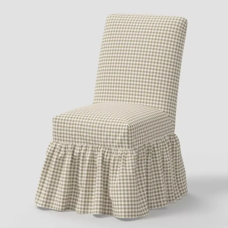 gingham dining chair with ruffle skirt