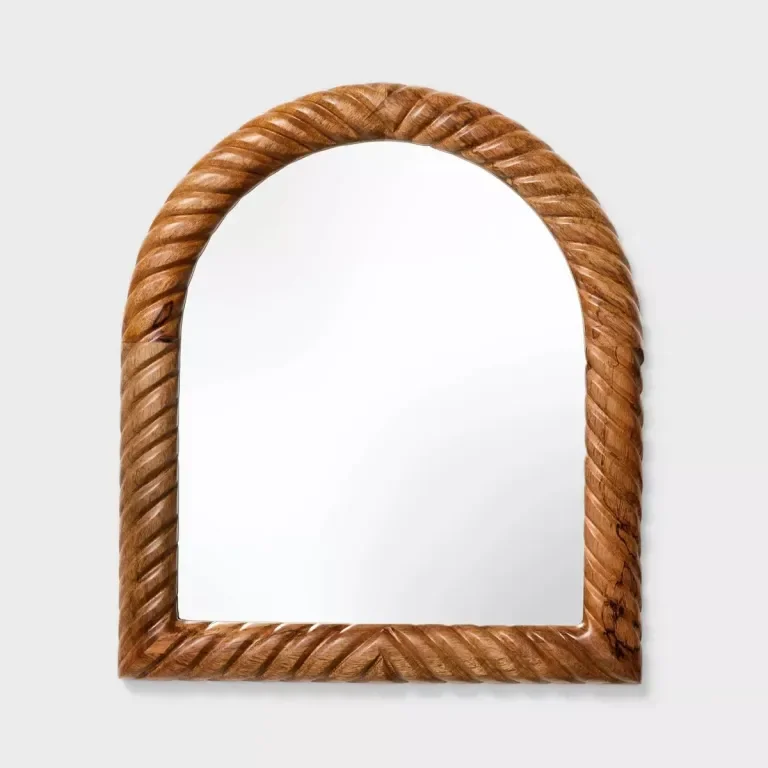 mirror with wood braided frame