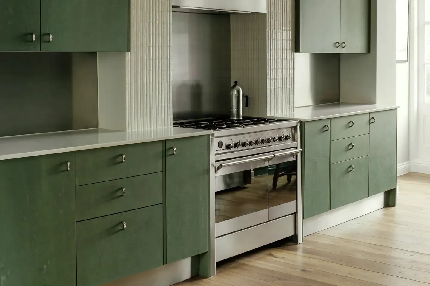 The Green Kitchen Trend Evolves in 2026 with Stained Cabinetry Finishes