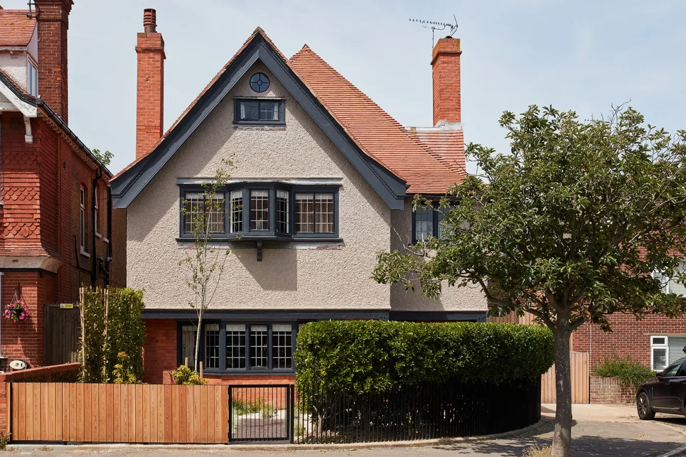 Photography by Chris Snook; Design by Hannah Pemberton| Paint color on exterior trim:Railings by Farrow & Ball.